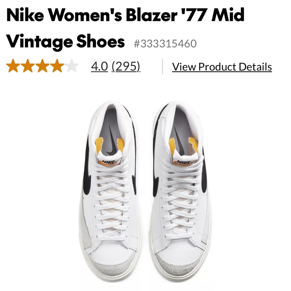 Nike Women's Blazer '77 Mid Vintage Shoes - White and Black